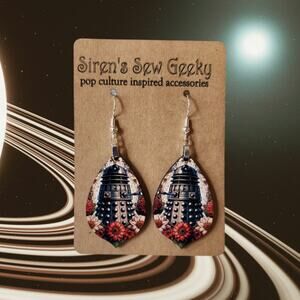Dr Who Dalek art nouveau floral Earrings